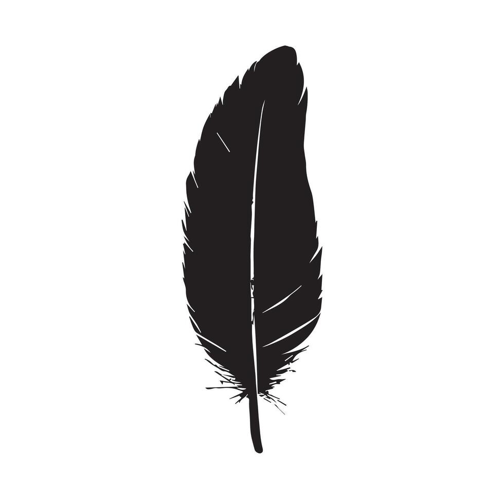 Handcrafted Black Feather Illustration with a Rough Texture vector