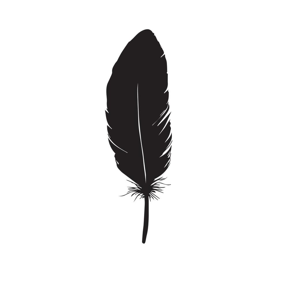 Dramatic Black Feather Sketch with a Vintage Distressed Look vector