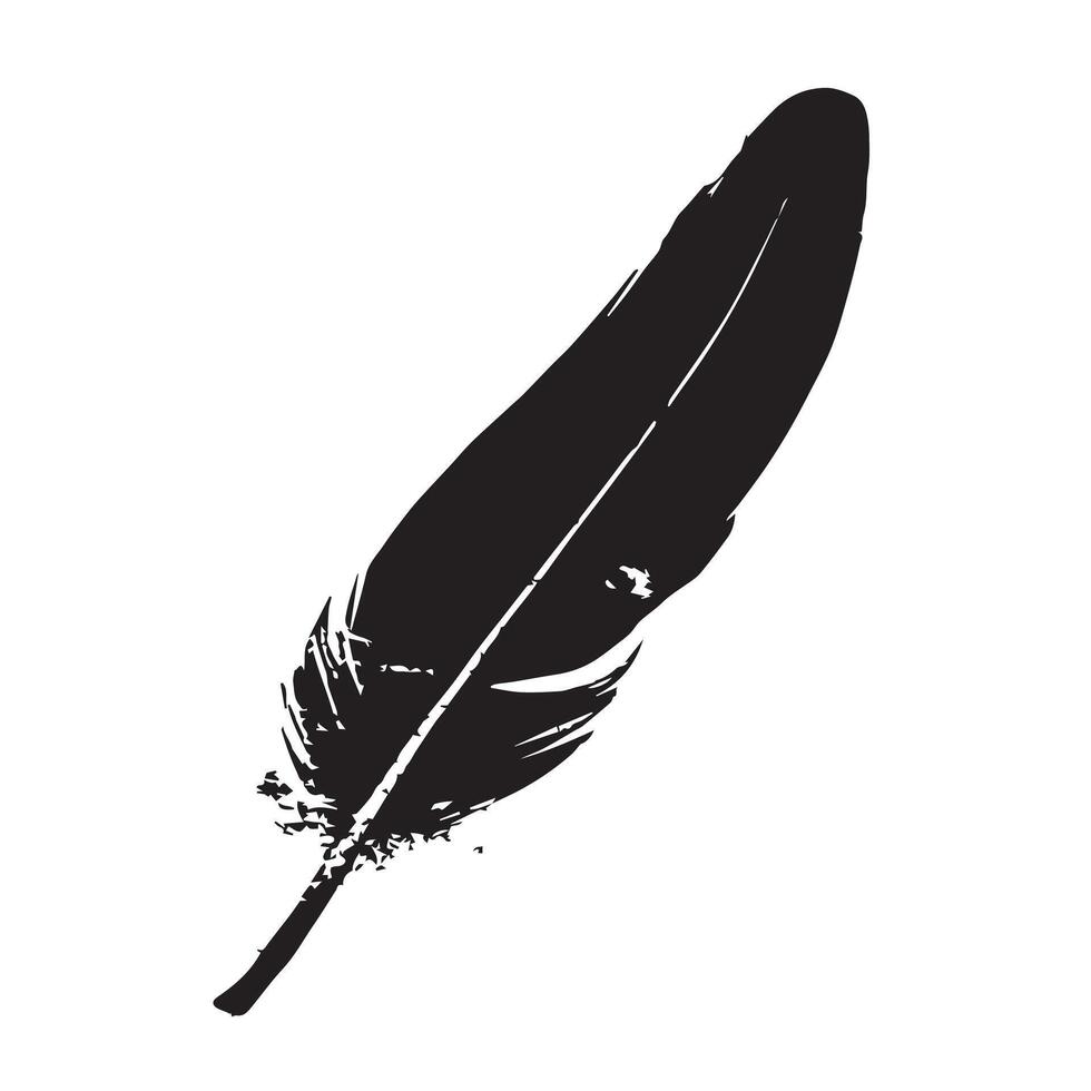 Dark Mystic Black Feather Illustration with a Rough Finish vector