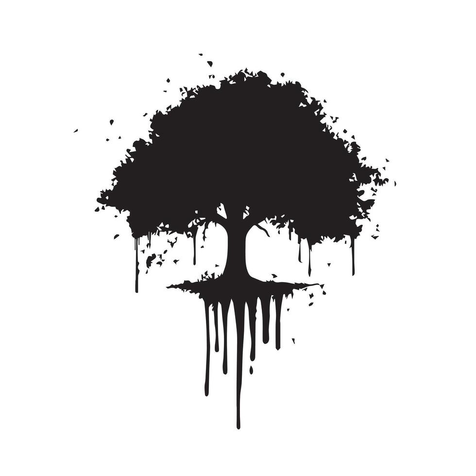 Freeform Black Ink Dripping Art with Expressive Strokes vector