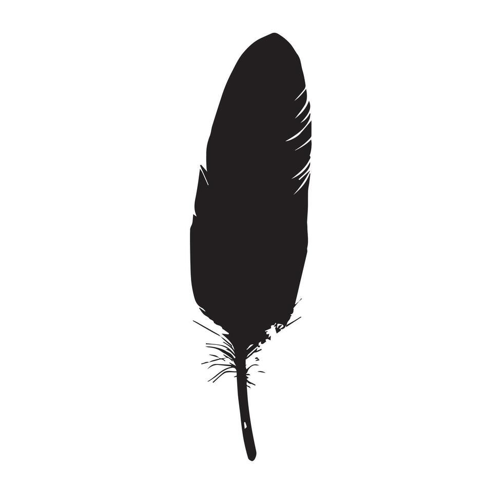 Vintage Rough-Stroked Black Feather with a Smudged Look vector