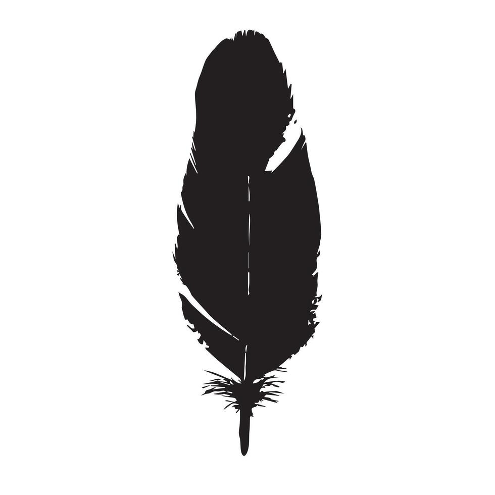 Bold Stroked Black Feather Silhouette with a Rough Texture vector