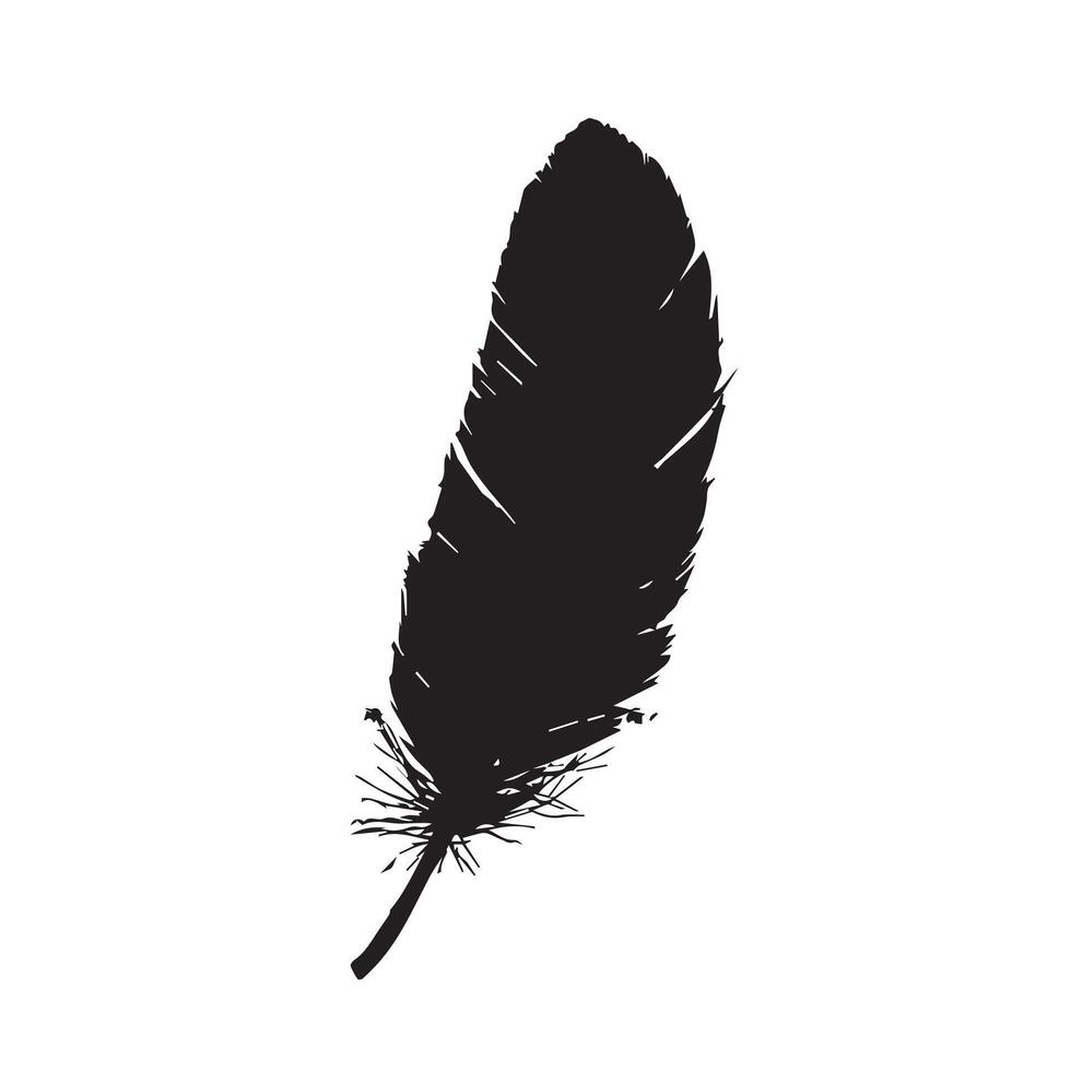 Simplistic Black Feather Sketch with a Distressed Appearance vector