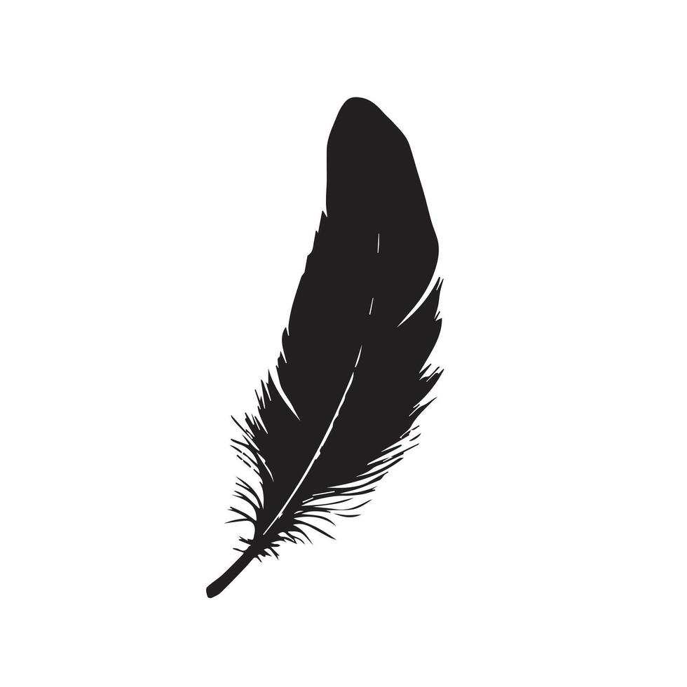Free-Flowing Black Feather Sketch with an Artistic Edge vector