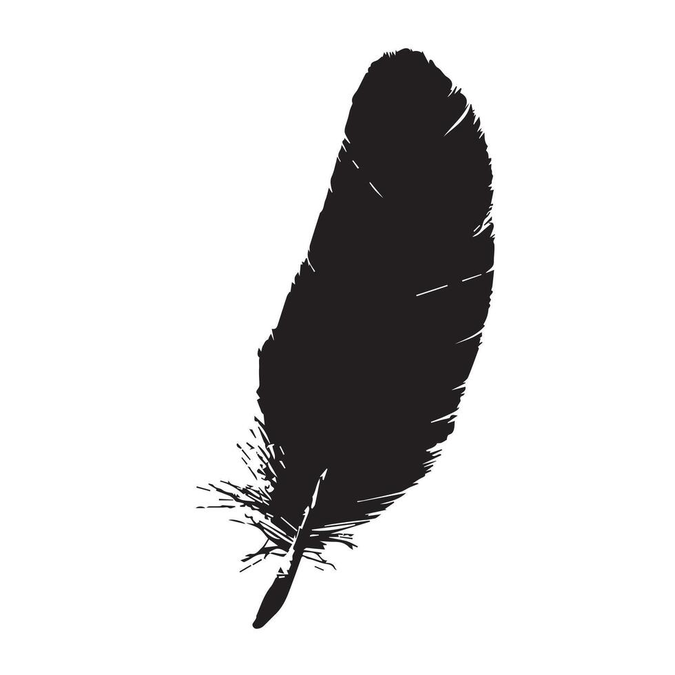 Bohemian-Style Black Feather with a Distressed Finish vector