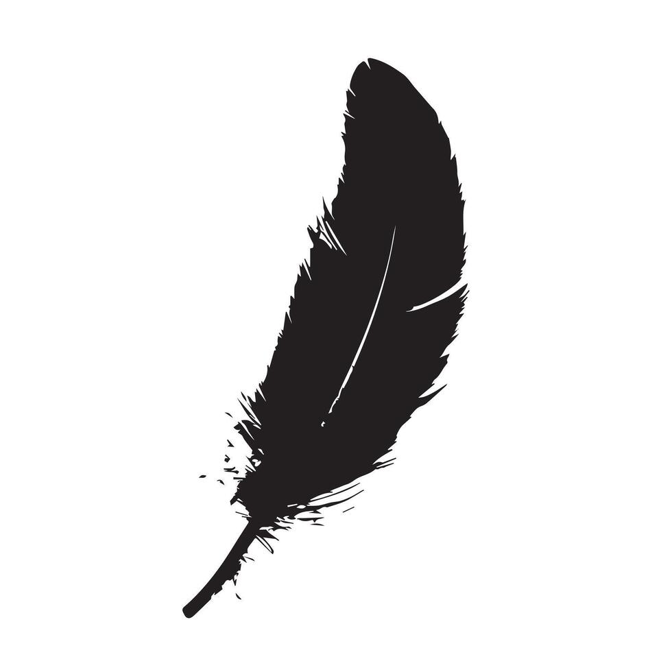 Gritty Black Feather Sketch with a Rough Ink Outline vector