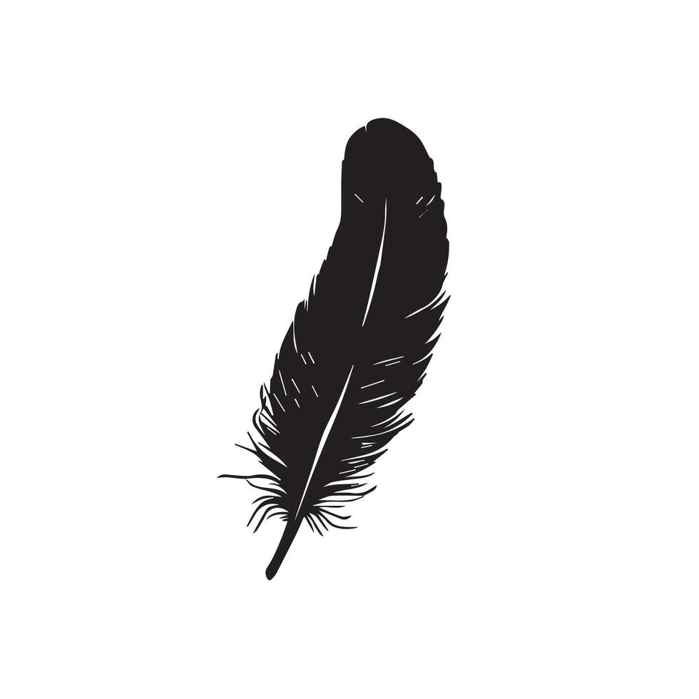 Artistic Grunge Feather Silhouette with Rough Details vector