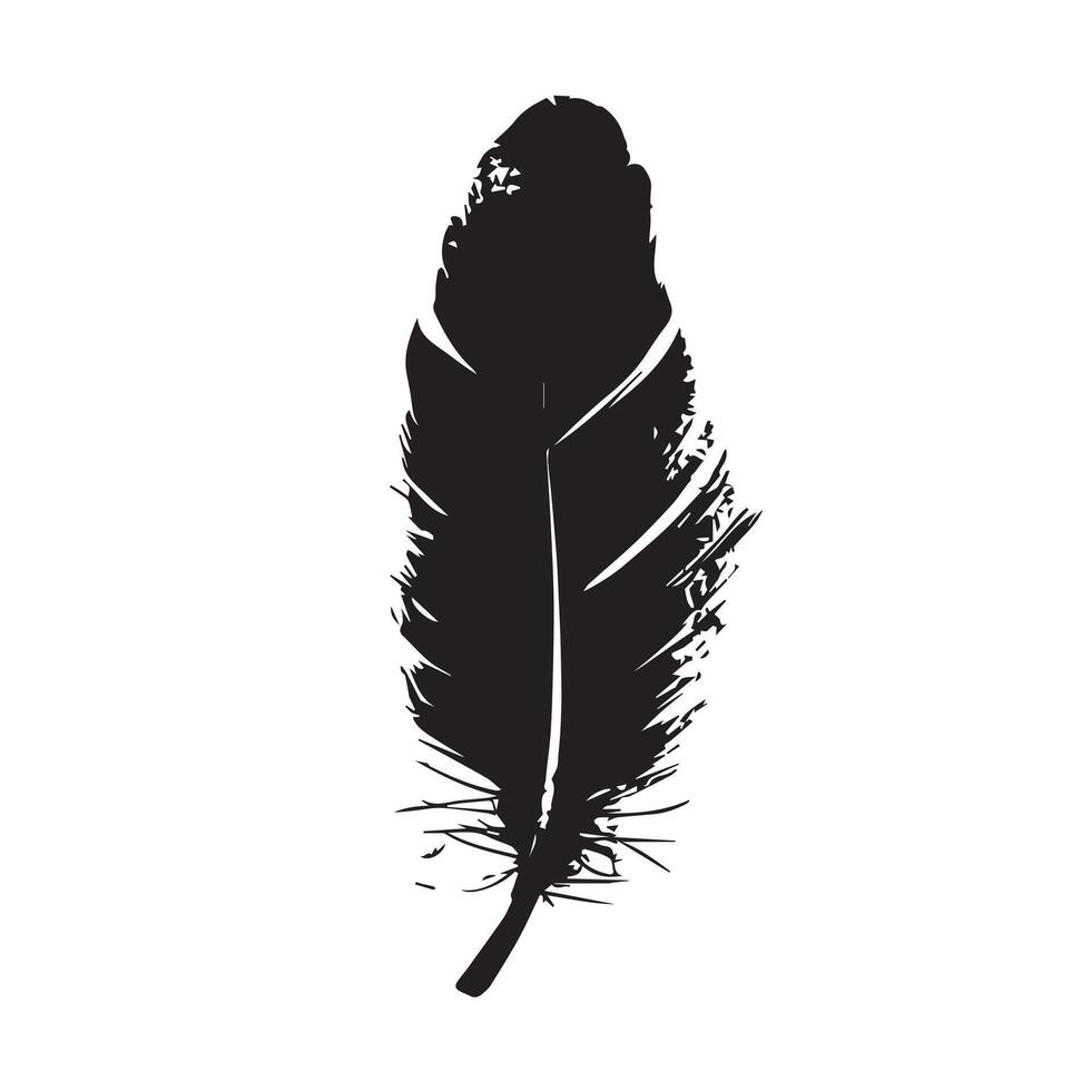 Expressive Freeform Black Feather Sketch with a Weathered Appearance vector