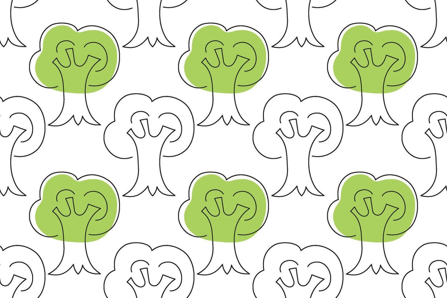 Unique design featuring stylized trees with a green accent on a white background vector