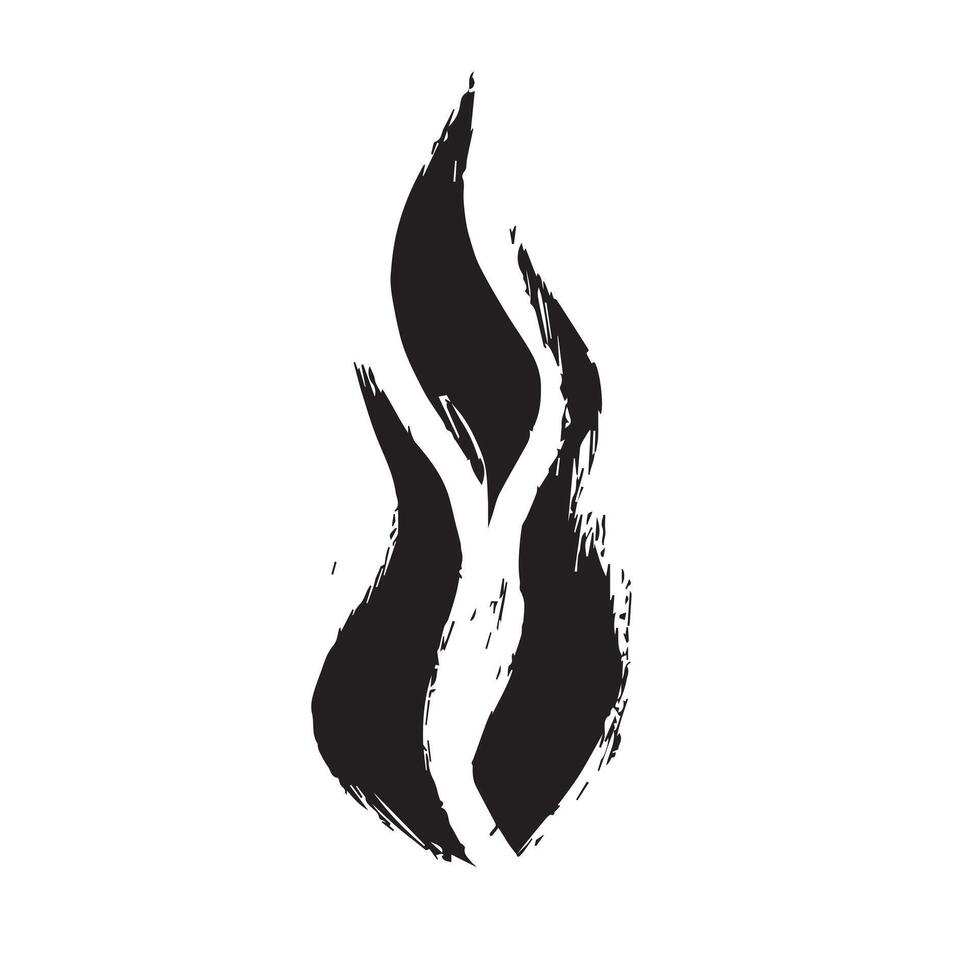 Ink Washed Black Fire with Rough Brushwork vector