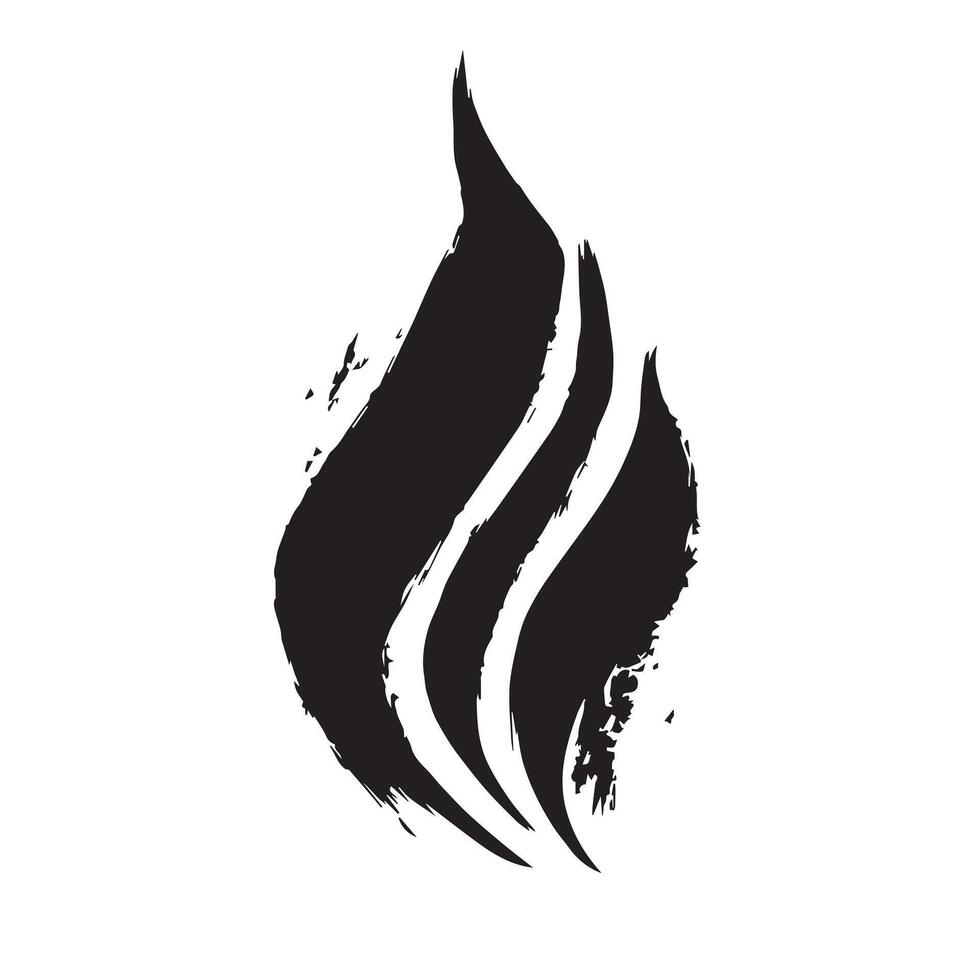 Smudged Ink Black Fire Icon with a Raw Look vector