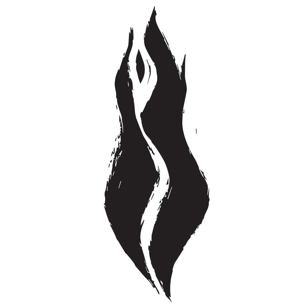 Charcoal Textured Black Fire with Rough Strokes vector
