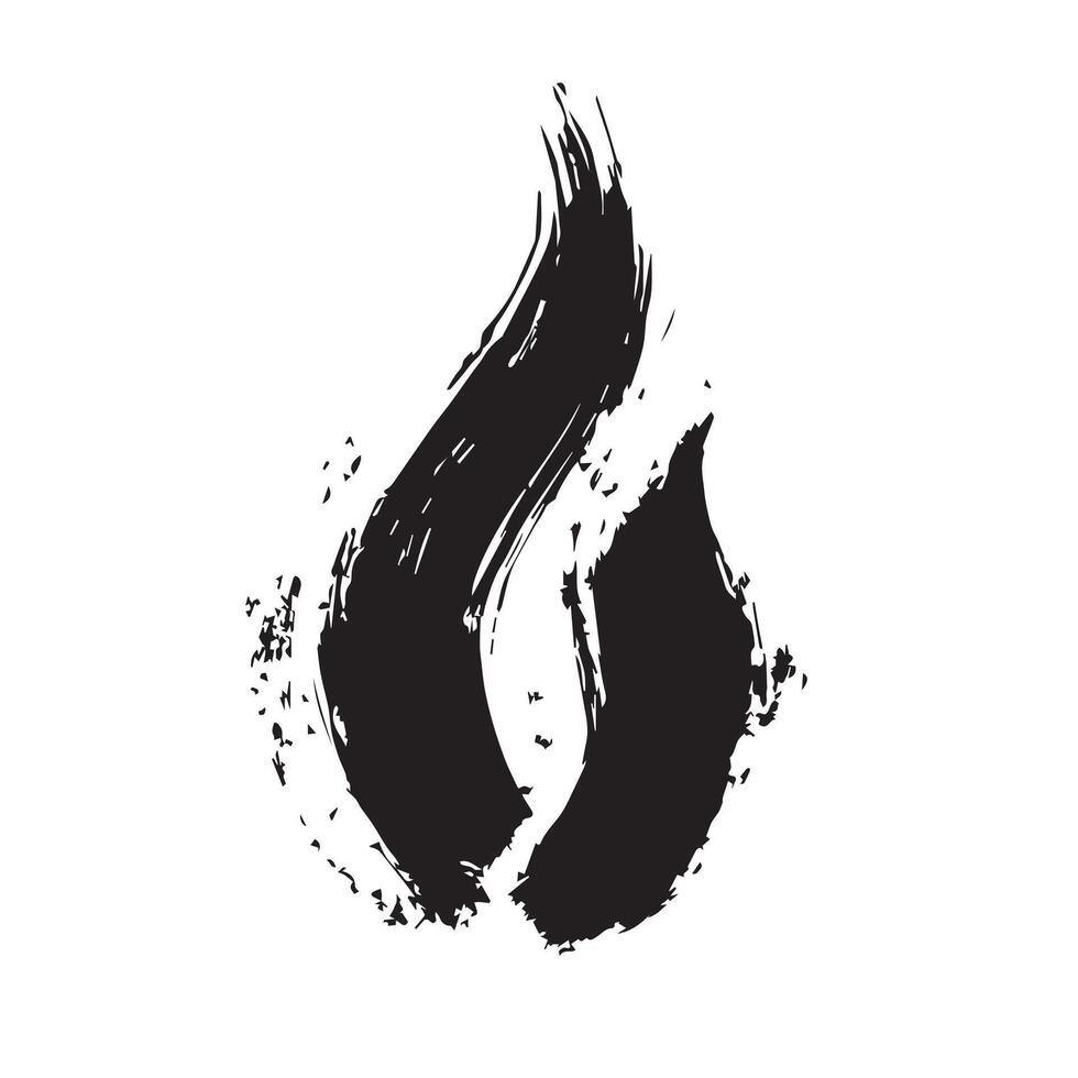 Expressive Black Fire Symbol with Grunge Appeal vector