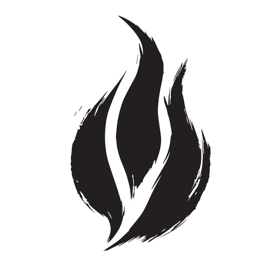 Textured Black Flame with Bold Ink Strokes vector