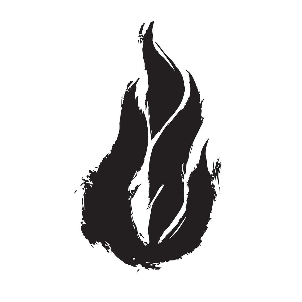 Black Fire Flame Icon with Grunge Texture vector