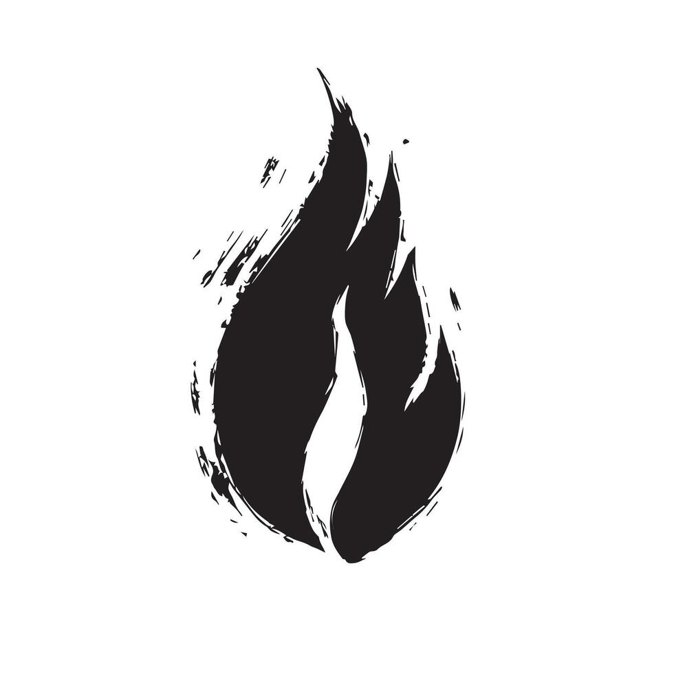 Intense Black Fire Symbol with a Rough Edge vector