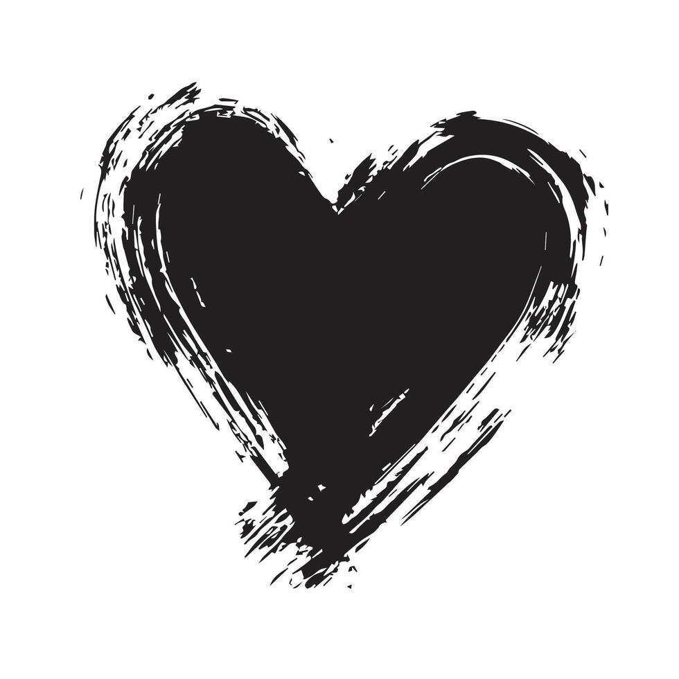 Roughly Drawn Black Heart with Ink Strokes vector