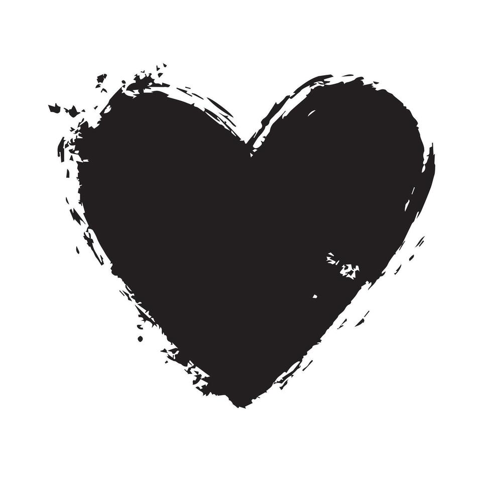 Gritty and Raw Black Heart with Heavy Brush Strokes vector