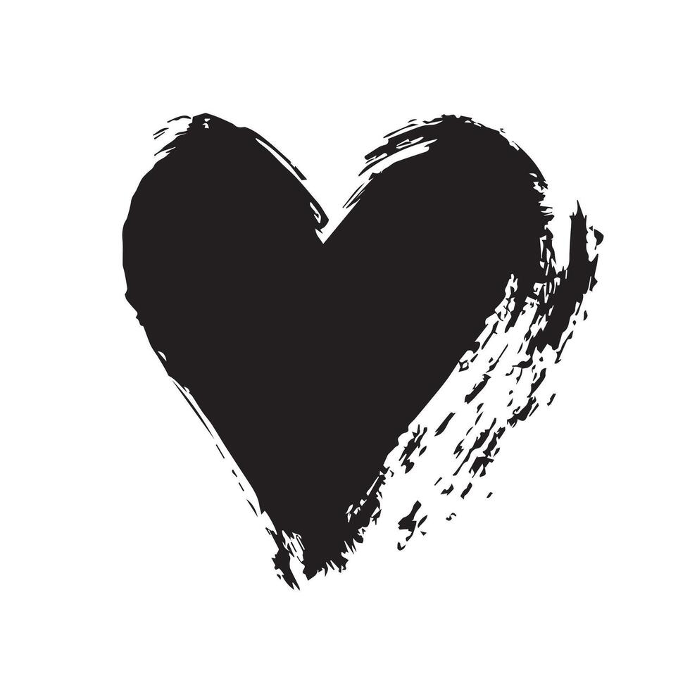 Ink-Laden Black Heart with Bold Brushwork vector