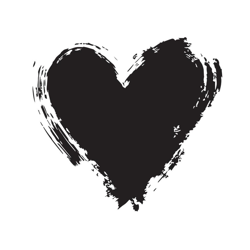 Passionate Strokes Black Heart with Grunge Texture vector