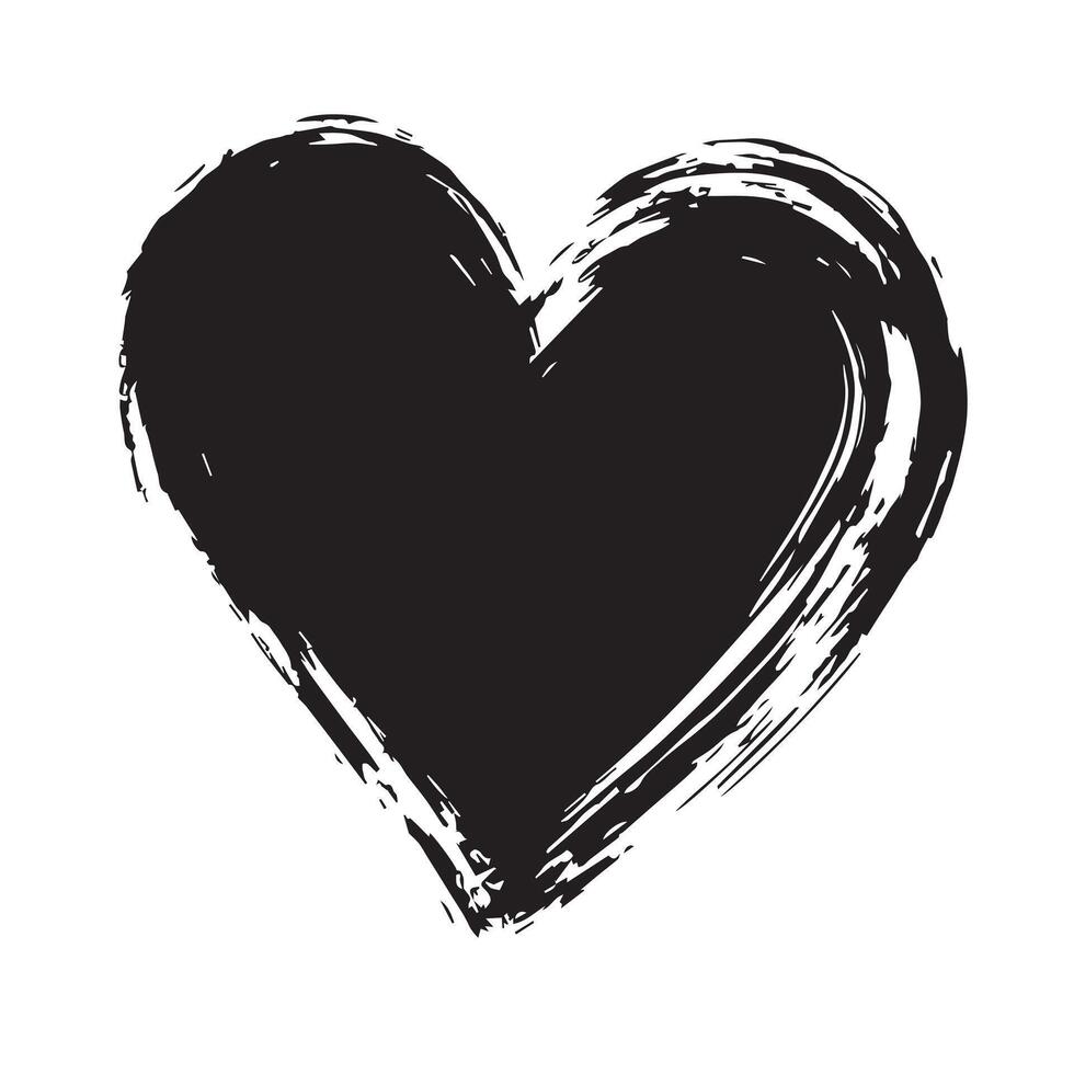 Streaked Black Heart with a Grunge Effect vector
