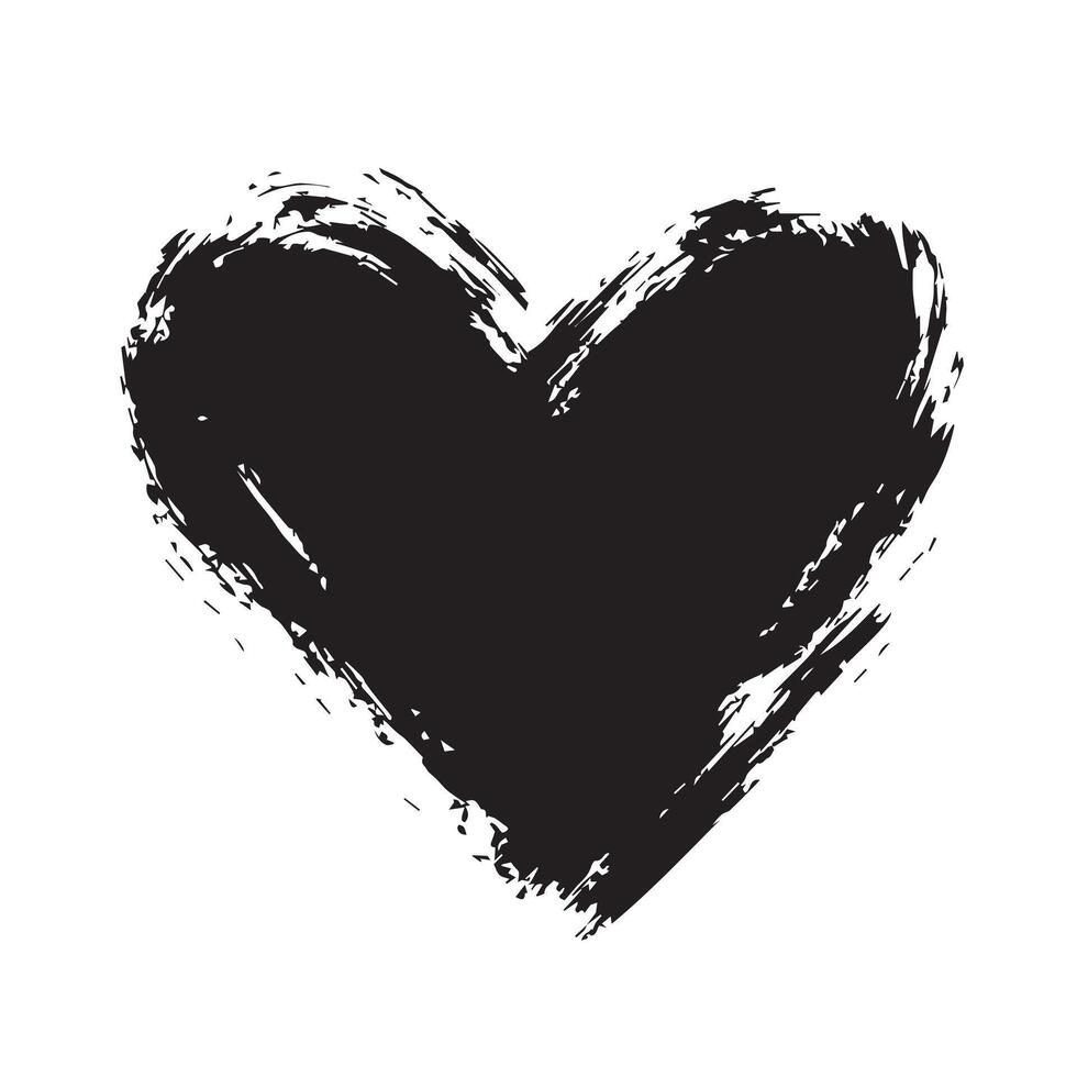 Vintage Black Heart with Rough Brushwork vector