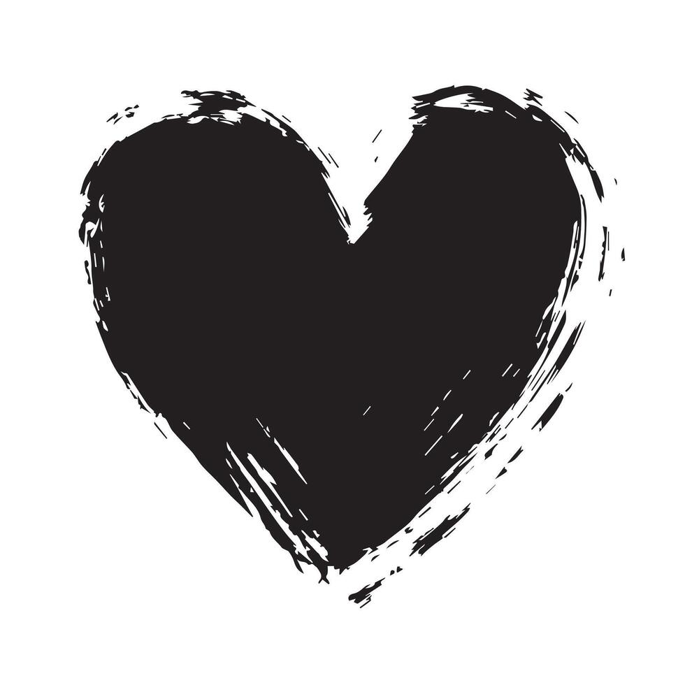Rugged Black Heart with Expressive Brush Strokes vector