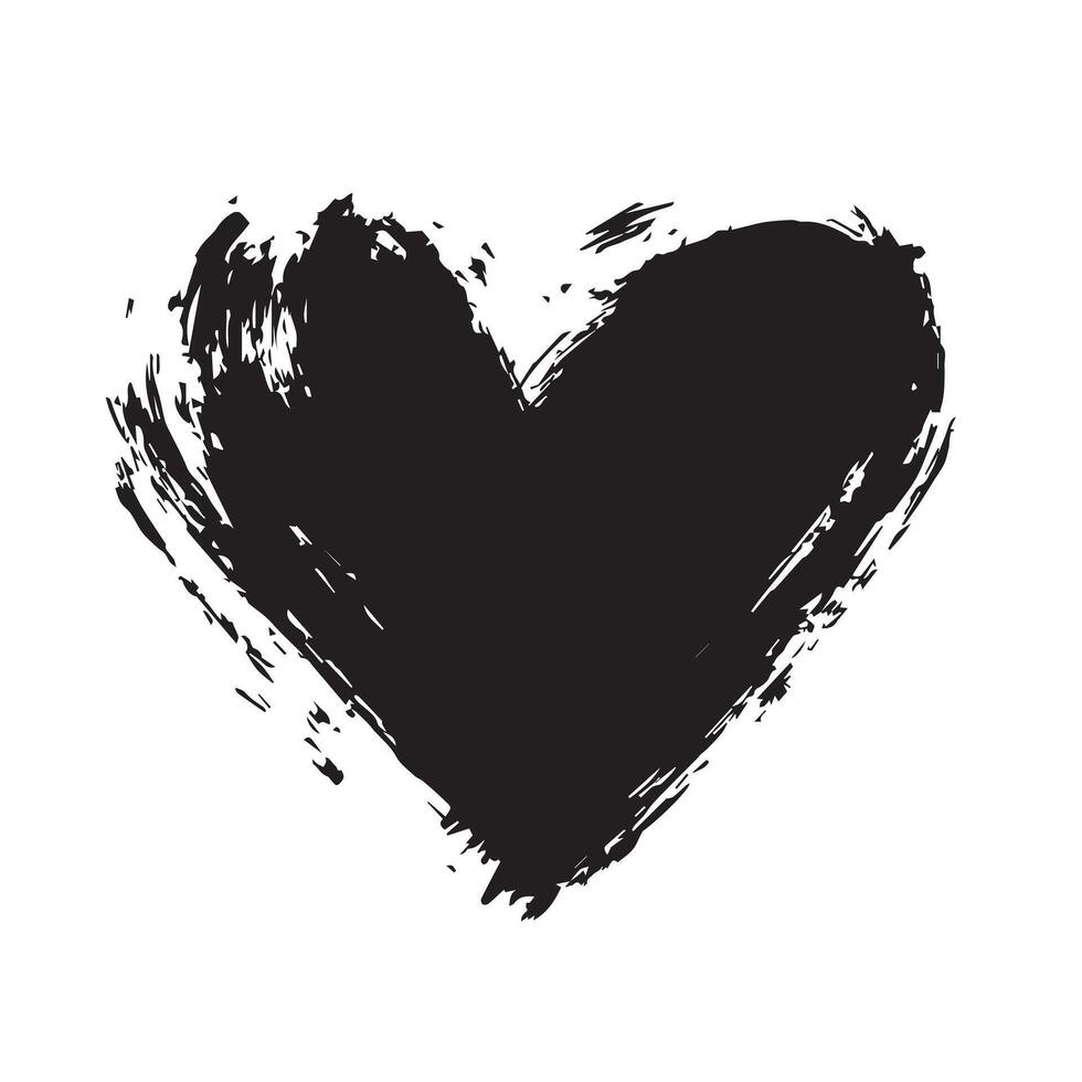 Rough Brush Stroke Black Heart Art vector
