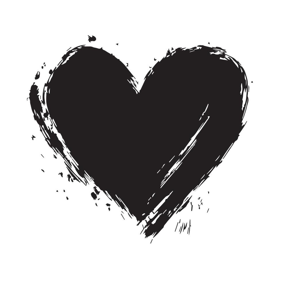 Expressive Black Heart Ink Stroke Art vector