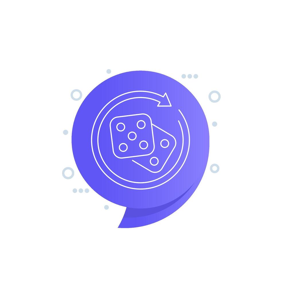 Dice icon with arrows, linear design vector