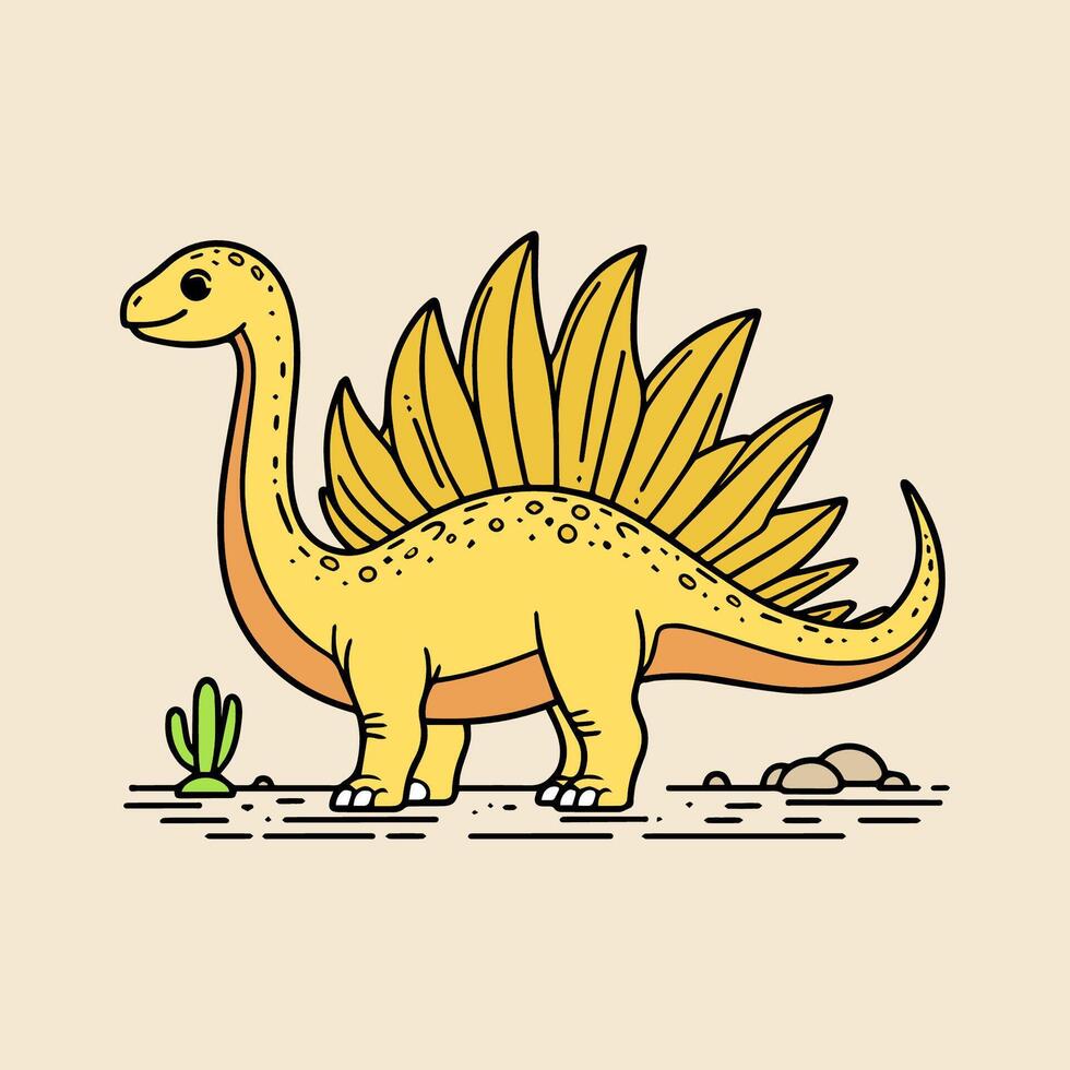 a cartoon dinosaur with long spikes on its back vector