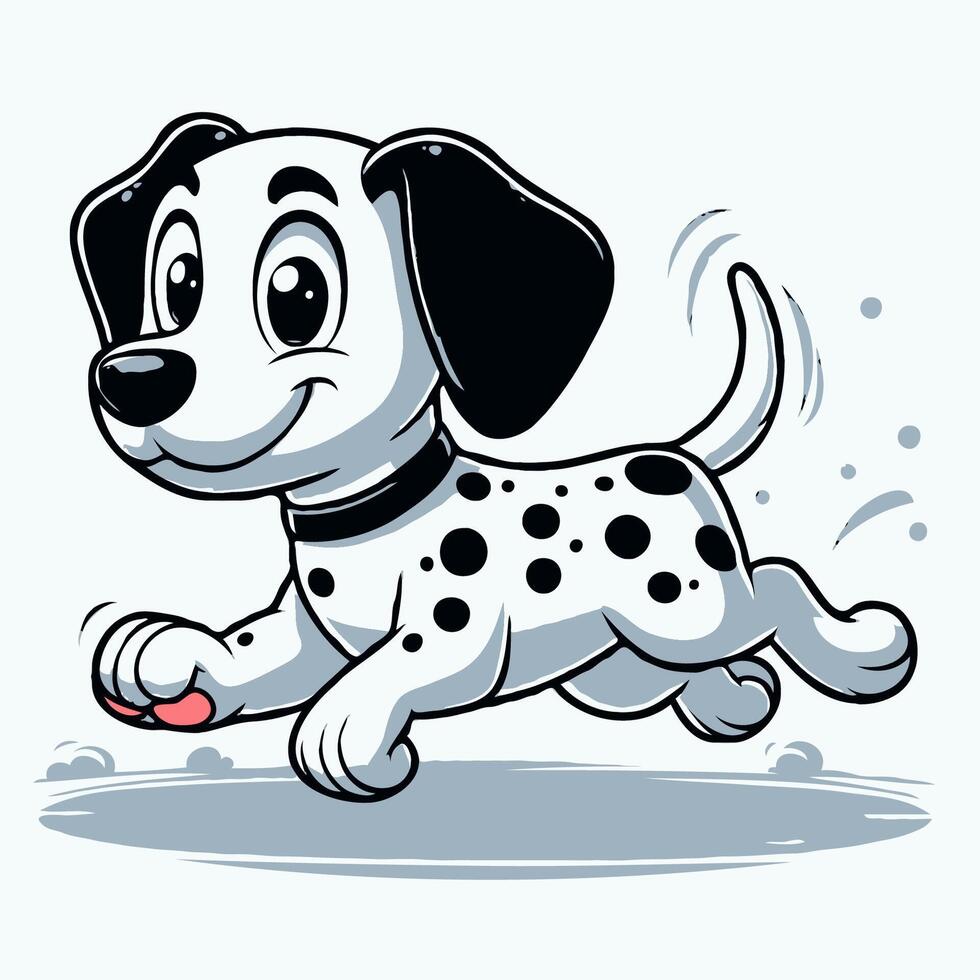 Cartoon illustration of cute dalmatian puppy running. vector