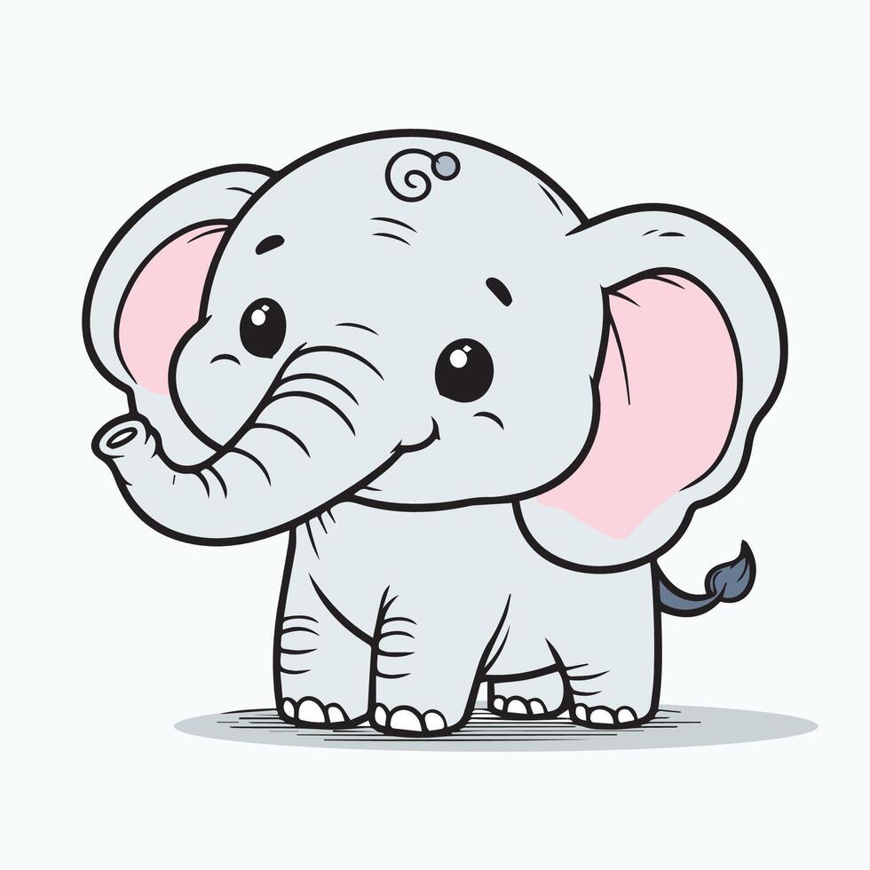 Cute cartoon elephant. graphic cartoon illustration of an elephant on white background. vector