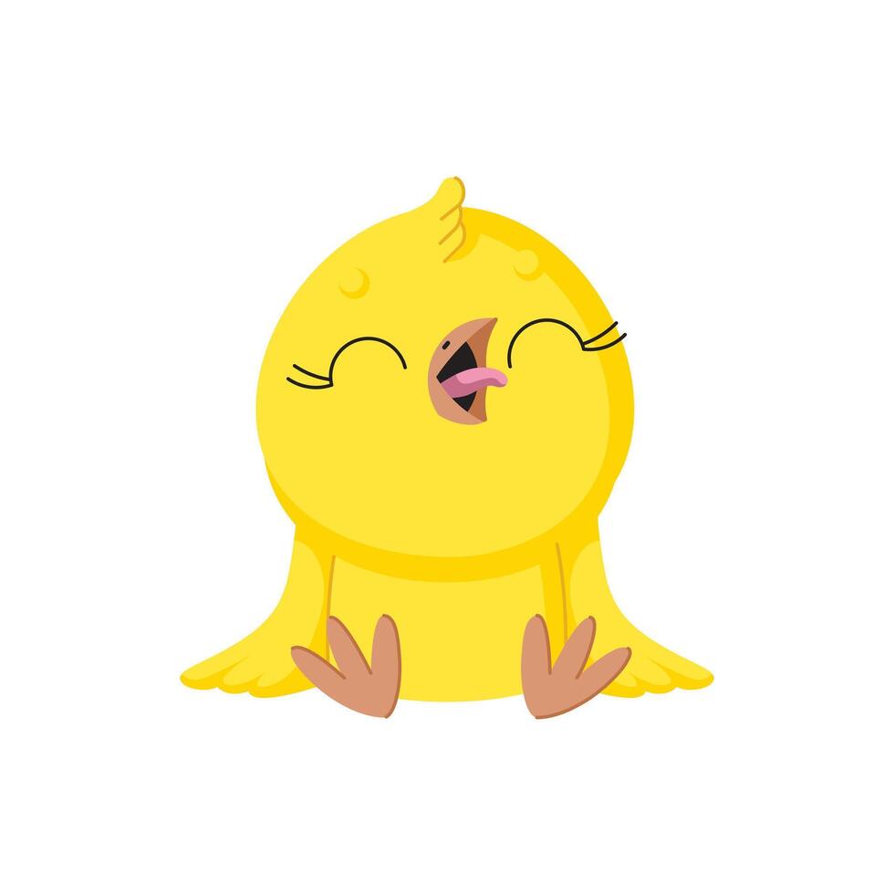 Cute cartoon chicken singing. Funny yellow chicken. vector
