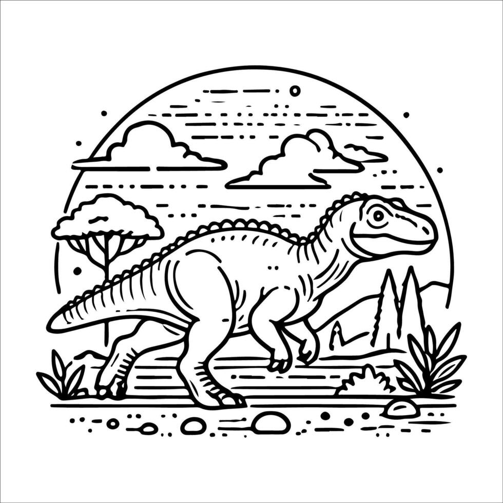dinosaur line art graphic outline illustration for t-shirt and other uses vector