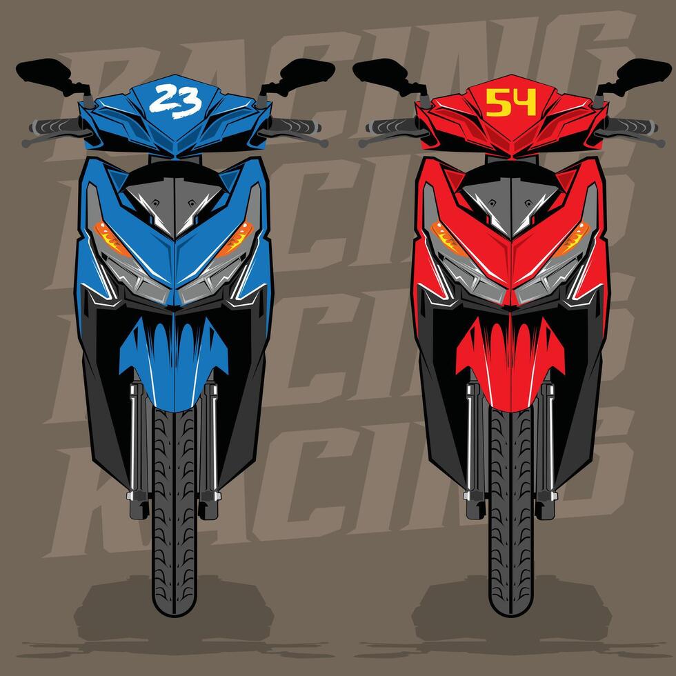 Front view of motorcycle scooter for sports racing vector
