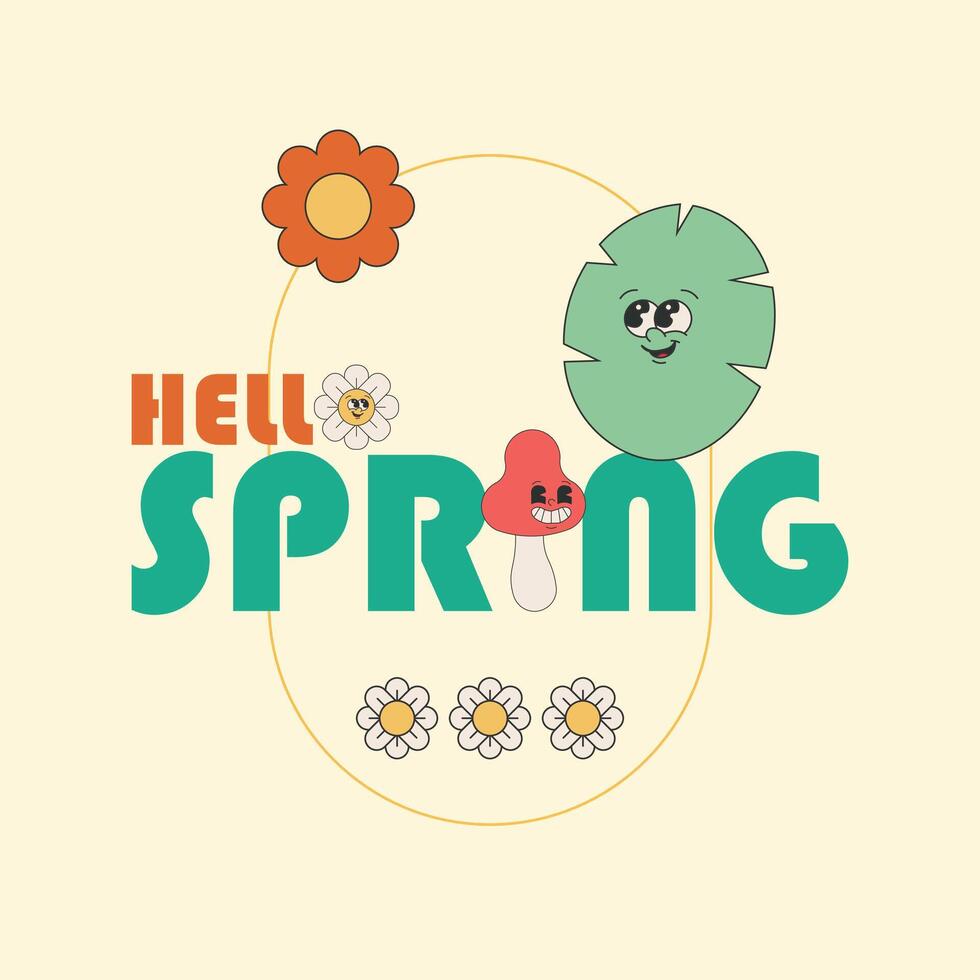 hello spring sale design retro vector