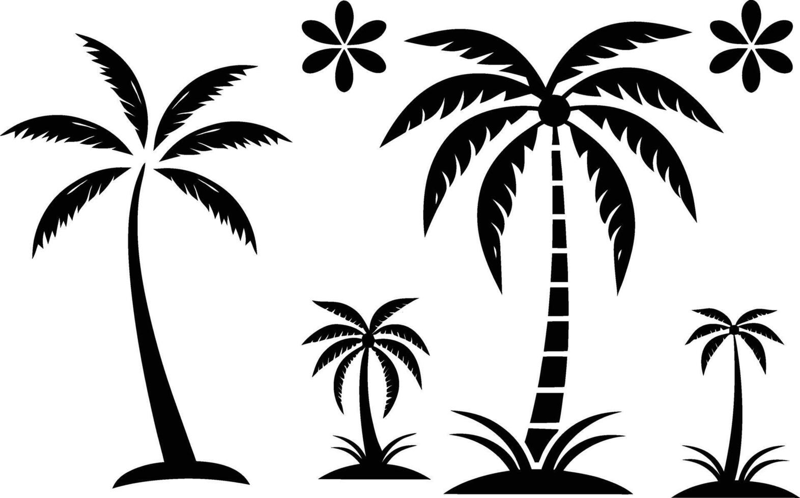 Elegant Black Silhouette palm Tree with Symmetrical Leaves vector