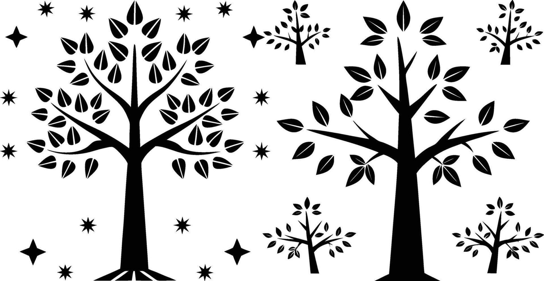 Decorative tow Tree Silhouette with Elegant Leaves vector