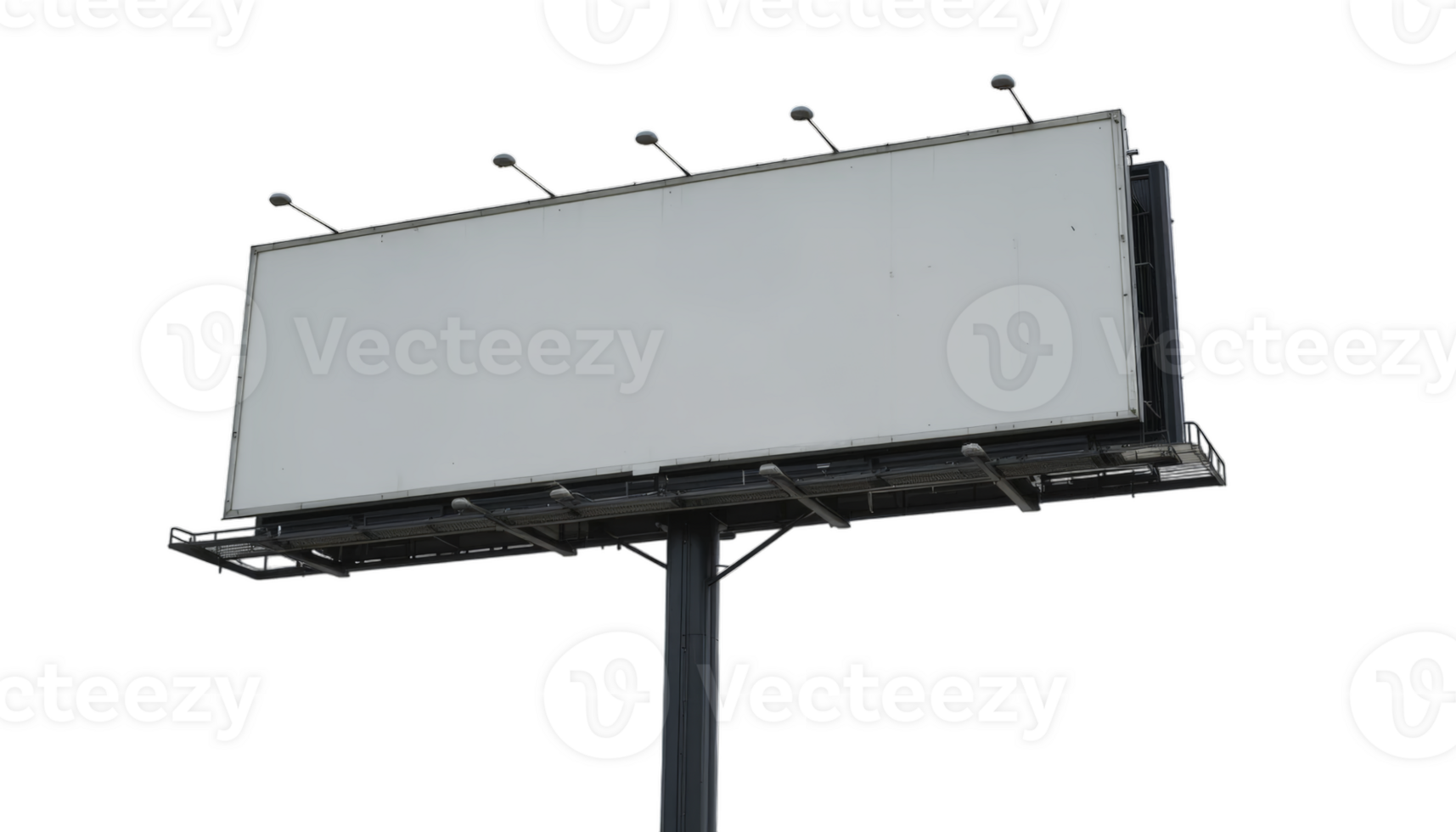 An empty billboard stands tall, awaiting advertising content, serving as a canvas for marketing creativity. Transparent background png