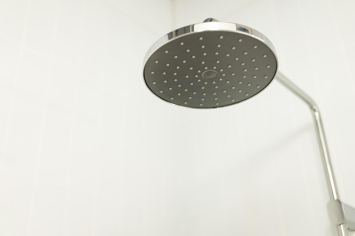 Close up rain shower head clogged. Copy space. photo