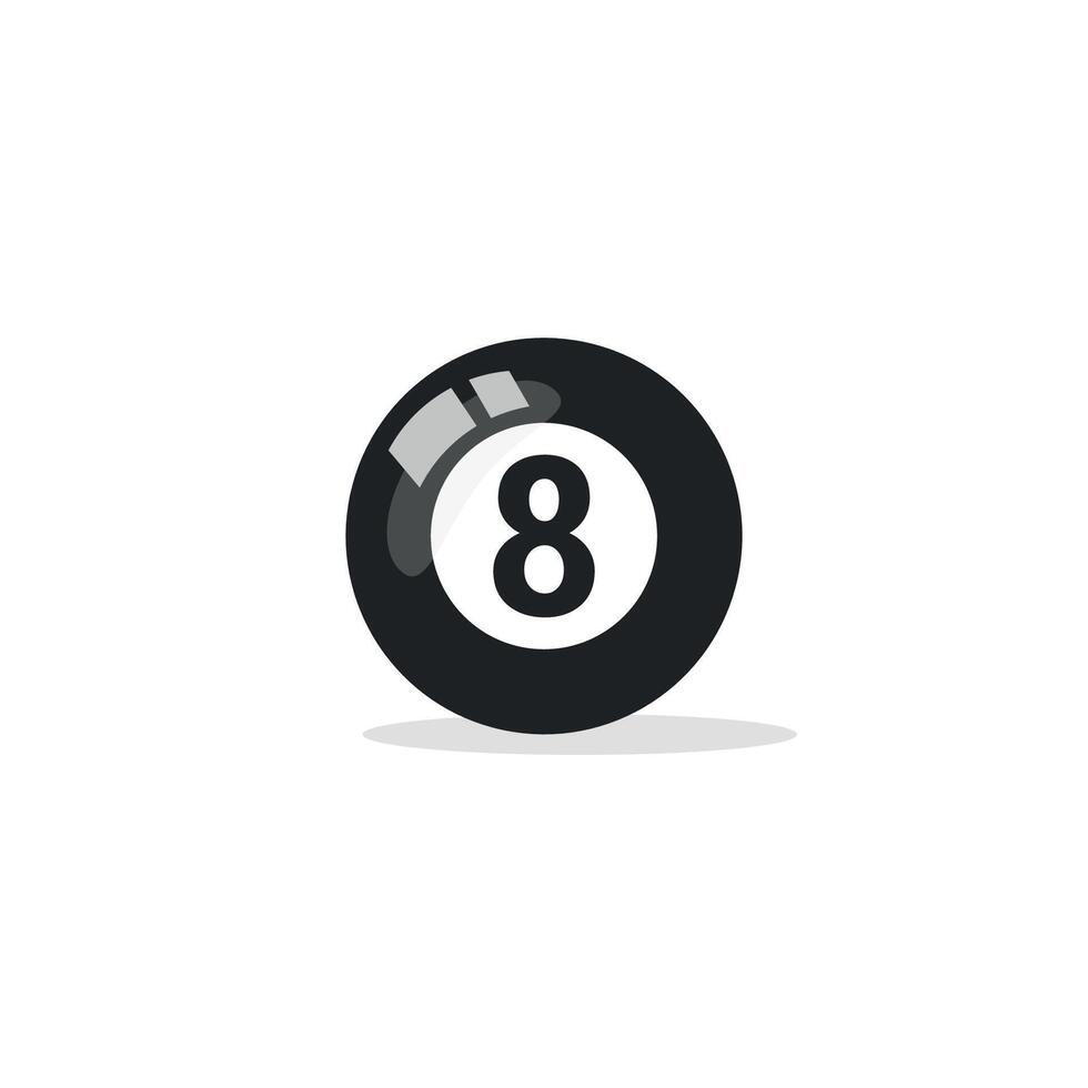 the design illustration of the eight billiard ball has a shadow. vector