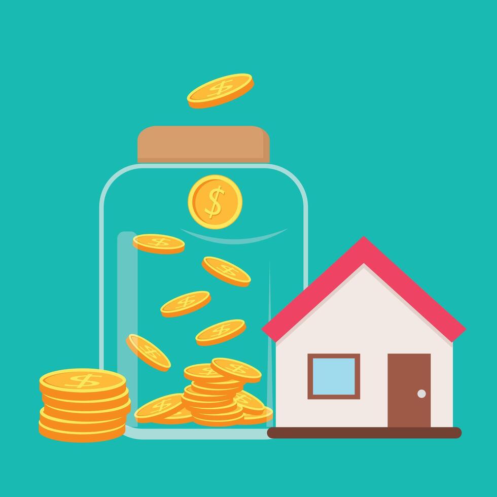 Save Money to buy a house. Stock Illustration vector