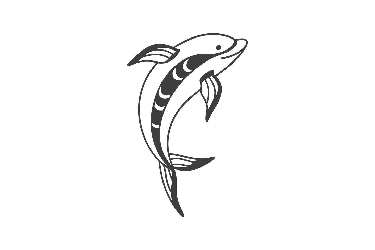 dolphin logo icon line art illustration vector