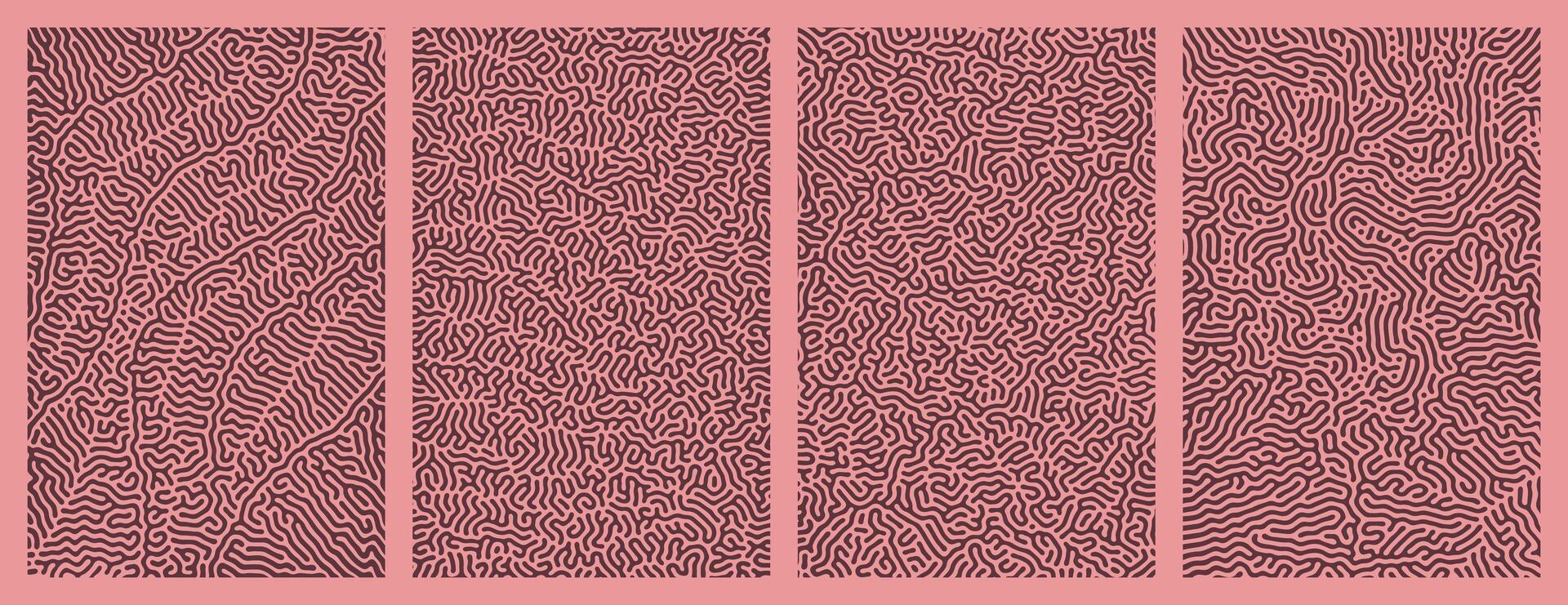 set of red maroon organic turing abstract lines pattern background. pack collection design vector