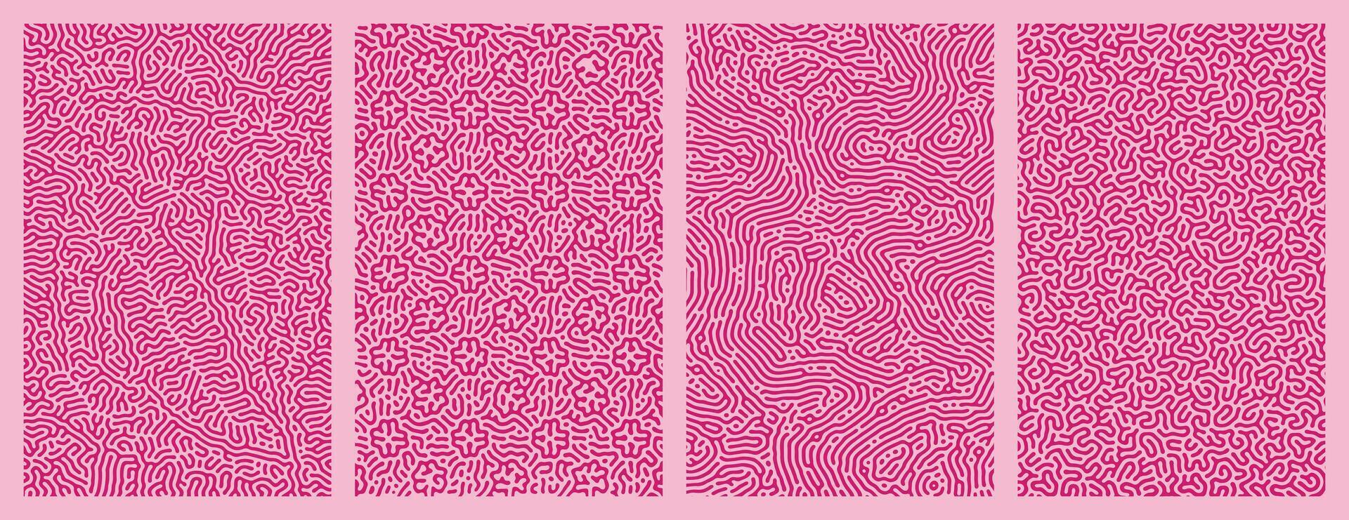 A collection of pink organic Turing abstract line patterns for background design vector