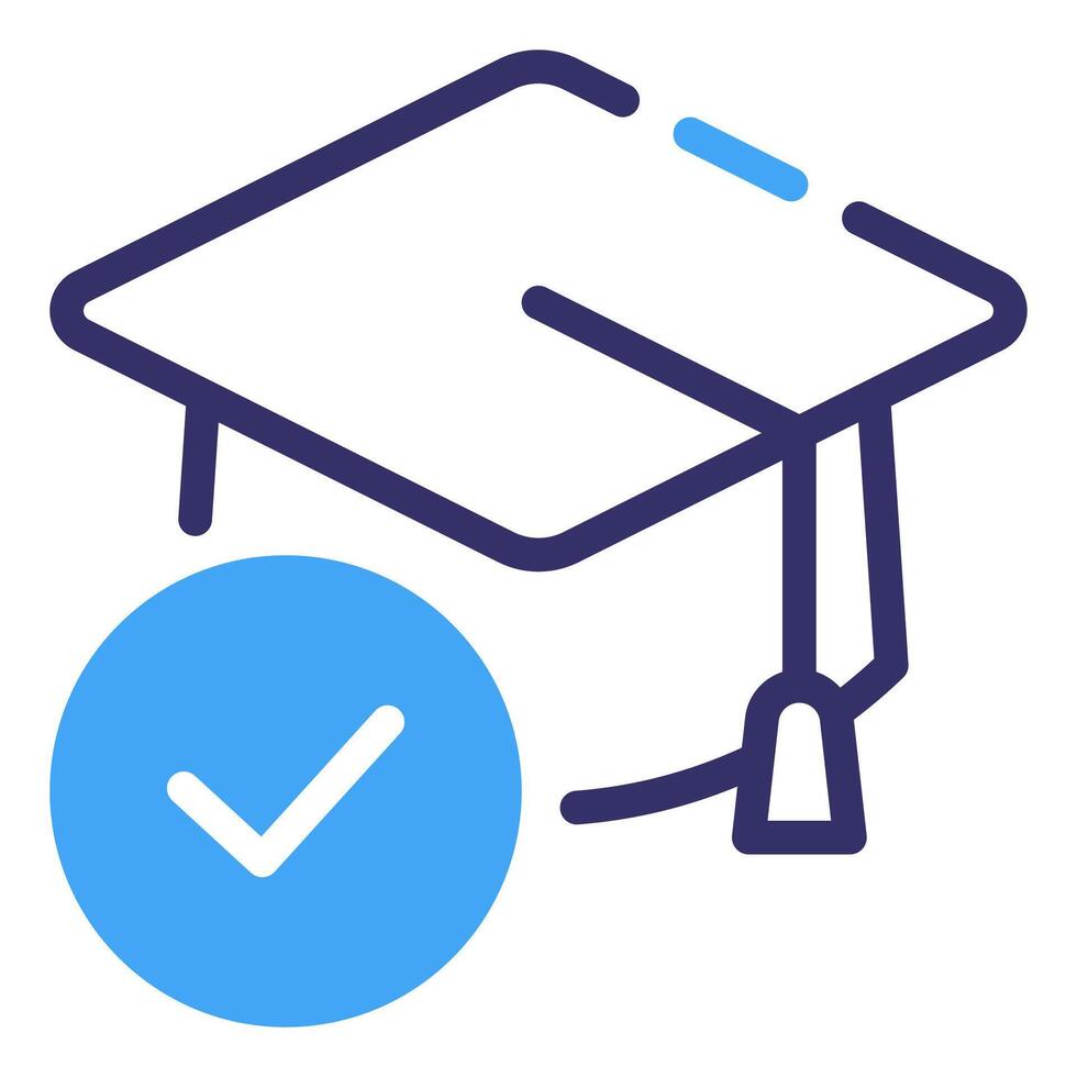 A graduation hat with a check mark on it vector