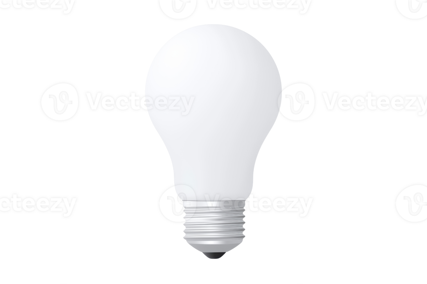 white light bulb with silver base, symbolizing energy and illumination. Perfect for home or office lighting png