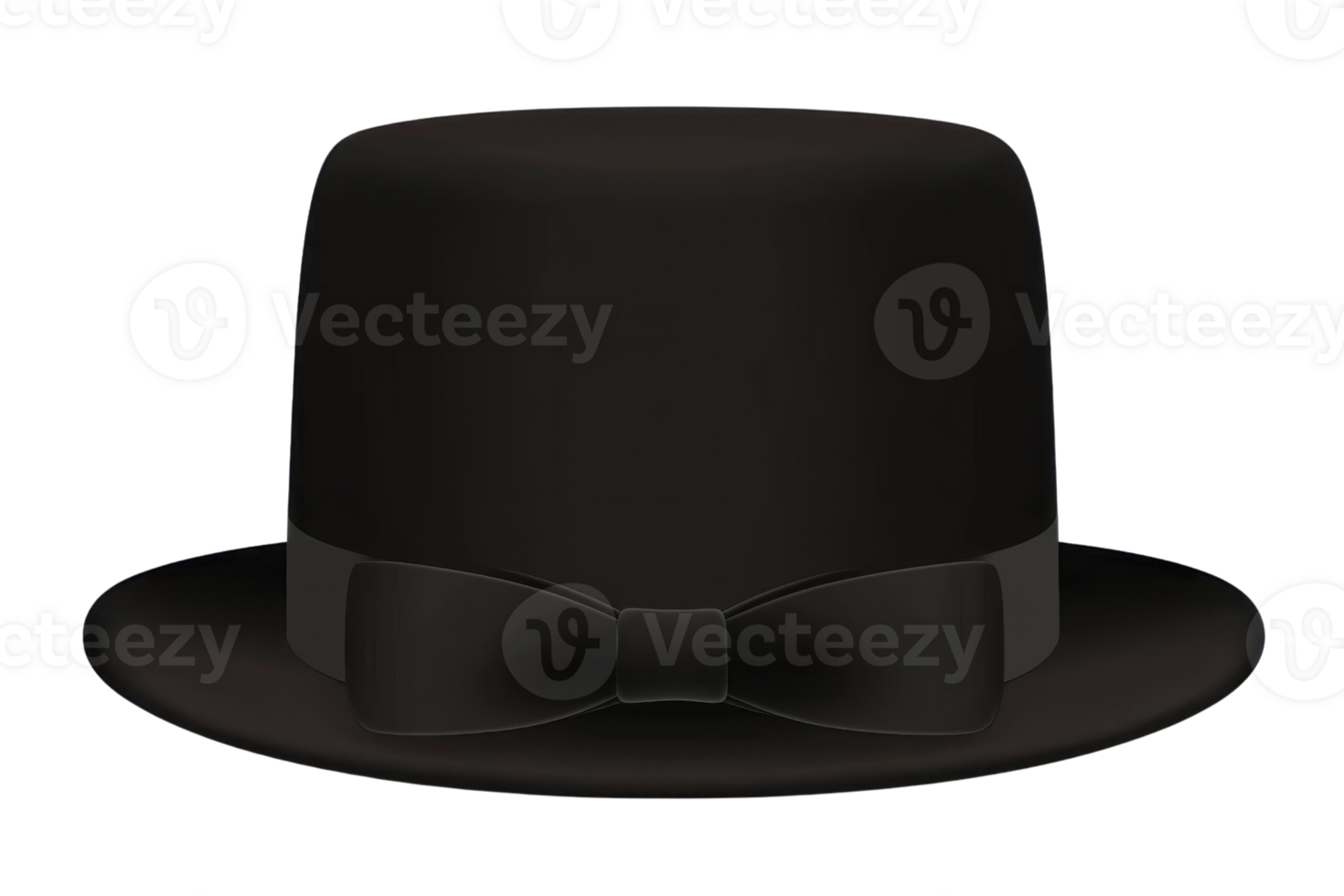 classic black top hat with bow tie, symbolizing elegance and sophistication. Perfect for formal events and celebrations png