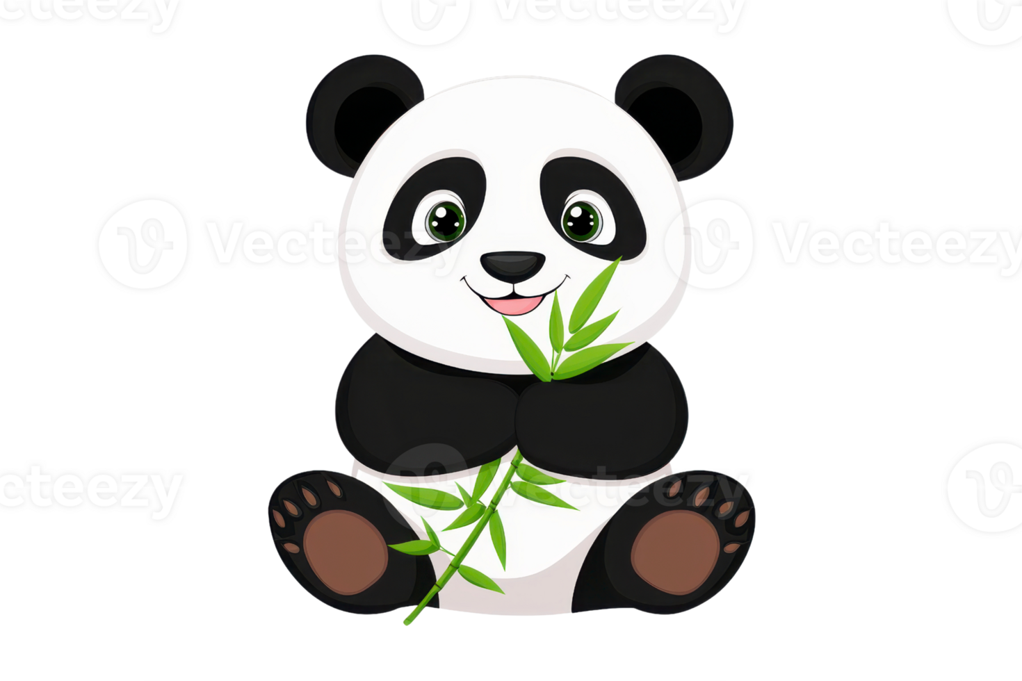 cute cartoon panda holding bamboo, showcasing playful and friendly expression. Perfect for children themes and wildlife illustrations png